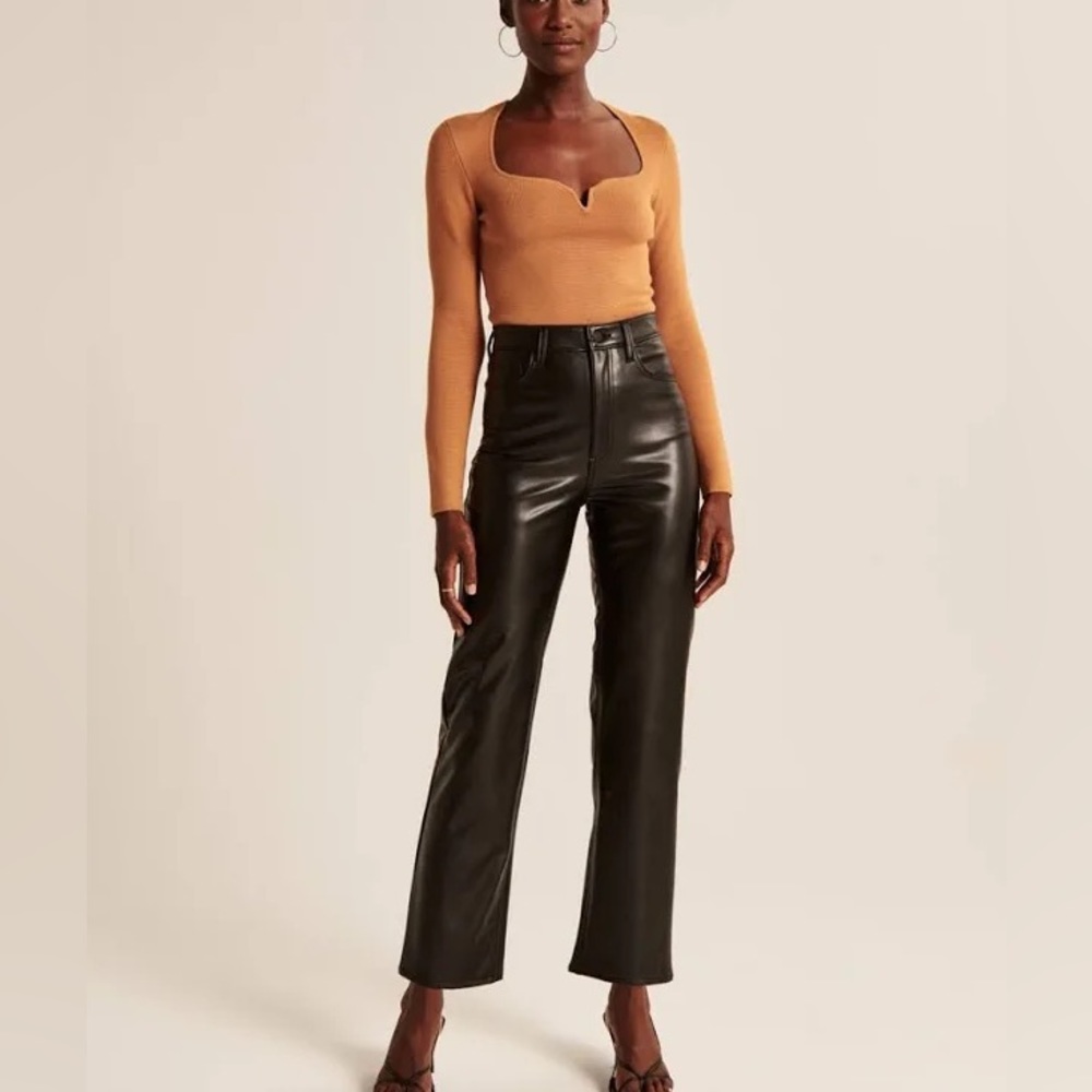 Abercrombie & Fitch Ankle Straight Ultra High Rise Vegan Leather Pants